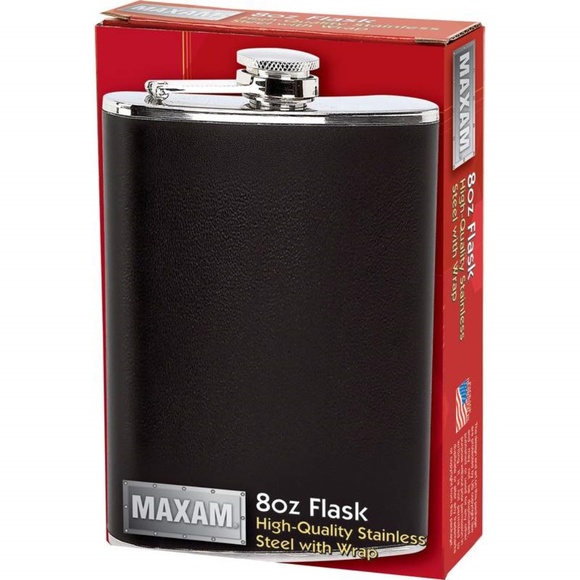 Groomsmen Flask Gifts 8oz Flask with Black Wrap - Picture 2 of 3